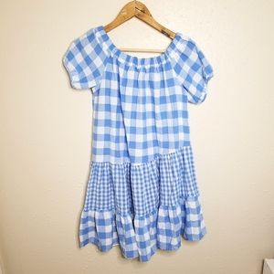YLK Baby Blue Gingham Short Sleeve Dress